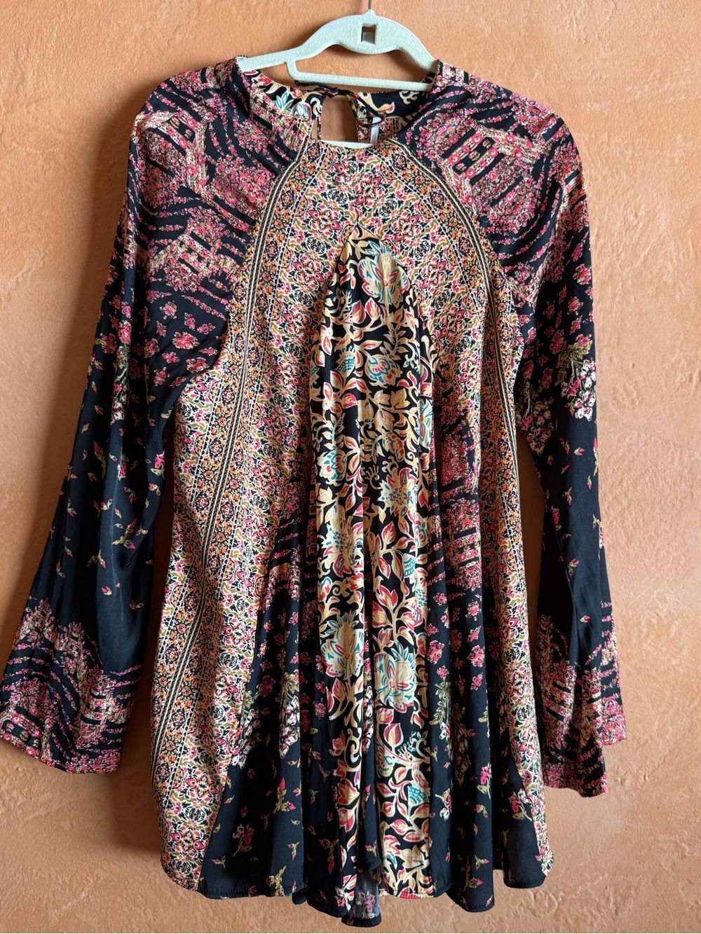 Free People Boho Floral Babydoll Tunic Mini Dress Medium